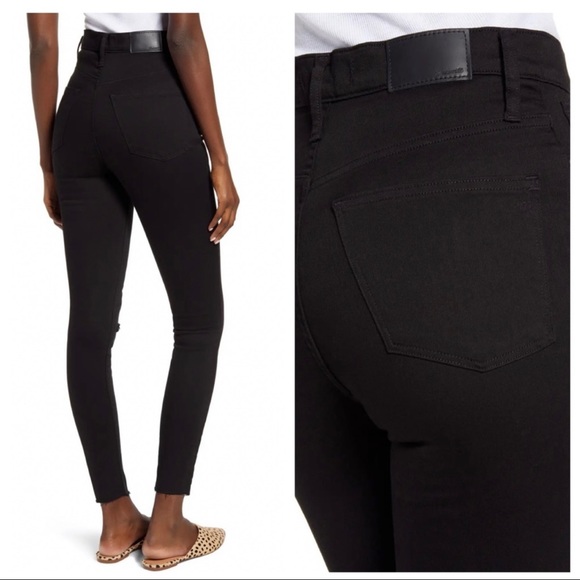 Madewell 11” High Rise Skinny Jeans in Black with Raw Cut Hem Size 24 - Picture 2 of 11